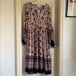 Midi boho long split sleeve dress